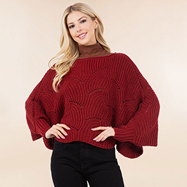 Openwork Loose Knit Batwing Sweater