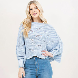 Openwork Loose Knit Batwing Sweater