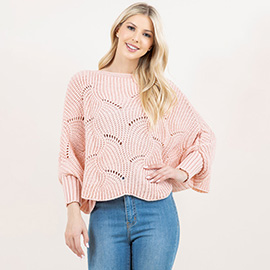 Openwork Loose Knit Batwing Sweater