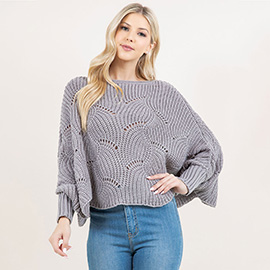 Openwork Loose Knit Batwing Sweater