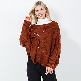 Openwork Loose Knit Batwing Sweater