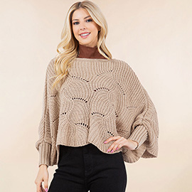 Openwork Loose Knit Batwing Sweater