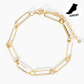 Gold Dipped Paperclip Chain Anklet
