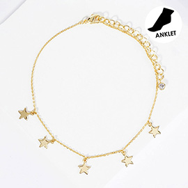 Gold Dipped Star Charm Station Anklet
