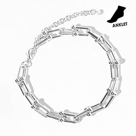 White Gold Dipped Industrial Chain Anklet