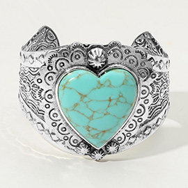 Vintage Bold Western Heart Cuff Bracelet
