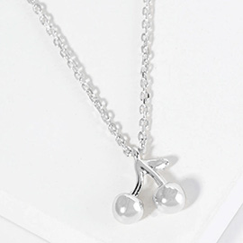 White Gold Dipped Cherry Pendant Necklace