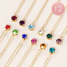 12PCS - Birthday Stone Cluster Pendant Necklaces