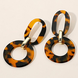 Bold Geometric Celluloid Acetate Tortoise Link Drop Earrings