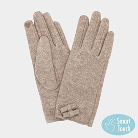 Two Mini Bow Accent Soft Smart Touch Winter Gloves