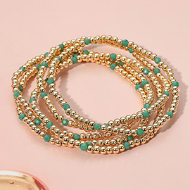 5PCS - Skinny Beaded Stretch Multi Layered Bracelets