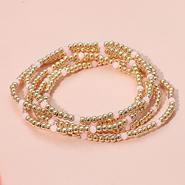 5PCS - Skinny Beaded Stretch Multi Layered Bracelets