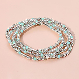 5PCS - Skinny Beaded Stretch Multi Layered Bracelets