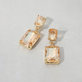 Rectangular Stone Cluster Dangle Evening Earrings