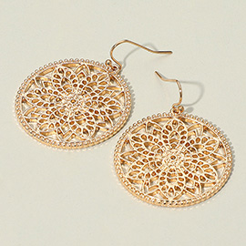 Intricate Metal Filigree Mandala Dangle Earrings