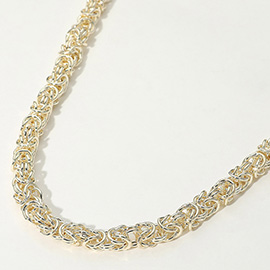 14K Gold Plated Chunky Intricate Knot Link Chunky Chain Necklace