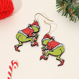Santa Green Monster Dangle Earrings