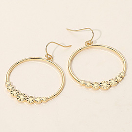Textured Ball Beaded Circle Dangle Earrings