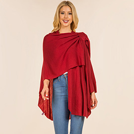 Elegant Solid Drape Wrap Poncho