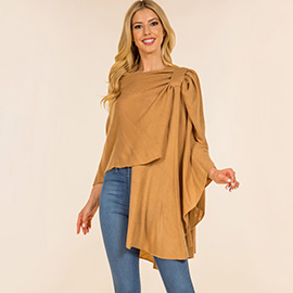 Elegant Solid Drape Wrap Poncho