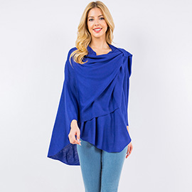 Elegant Solid Drape Wrap Poncho