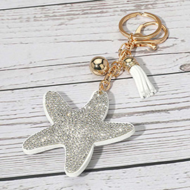 Bling Studded Starfish Tassel Keychain / Bag Charm