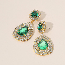 Glass Crystal Teardrop Evening Earrings