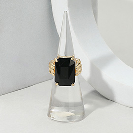 Faceted Emerald Cut Stone Cluster Stretch Ring