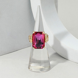 Faceted Emerald Cut Stone Cluster Stretch Ring