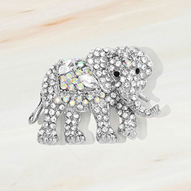 Stone Embellished Elephant Pin Brooch