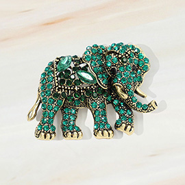 Stone Embellished Elephant Pin Brooch