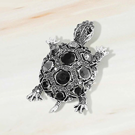 Rhinestone Embellished Sea Turtle Pin Brooch