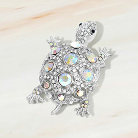 Rhinestone Embellished Sea Turtle Pin Brooch