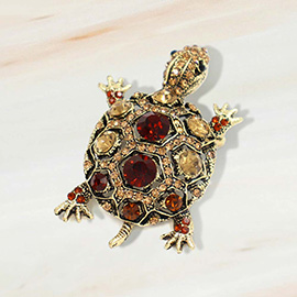 Rhinestone Embellished Sea Turtle Pin Brooch