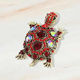 Rhinestone Embellished Sea Turtle Pin Brooch