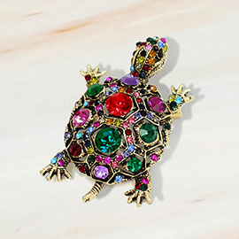 Rhinestone Embellished Sea Turtle Pin Brooch