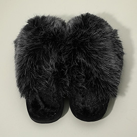 Fluffy Faux Fox Fur Indoor Floor Slippers