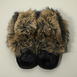 Fluffy Faux Fox Fur Indoor Floor Slippers