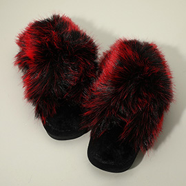 Fluffy Faux Fox Fur Indoor Floor Slippers
