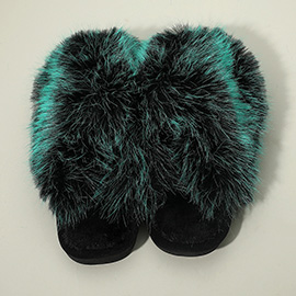 Fluffy Faux Fox Fur Indoor Floor Slippers
