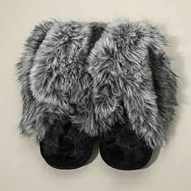 Fluffy Faux Fox Fur Indoor Floor Slippers