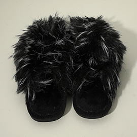Fluffy Faux Raccoon Fur Indoor Floor Slippers