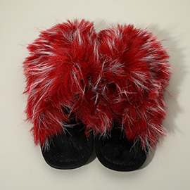Fluffy Faux Raccoon Fur Indoor Floor Slippers