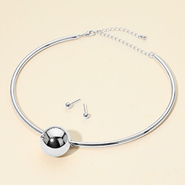 Metal Ball Statement Choker Necklace