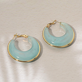 Stainless Steel Gold Trimmed Chunky Resin Hoop Earrings