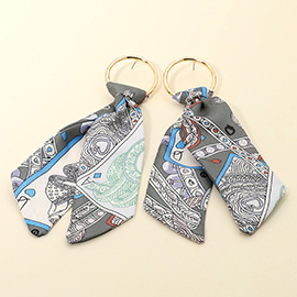Abstract Printed Scarf Drop Earrings