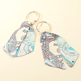 Abstract Printed Scarf Drop Earrings