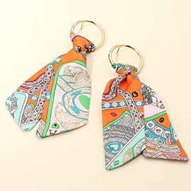 Abstract Printed Scarf Drop Earrings