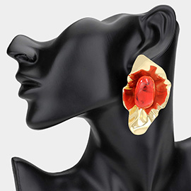Bold Stone Accented Artistic Statement Earrings