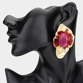 Bold Stone Accented Artistic Statement Earrings